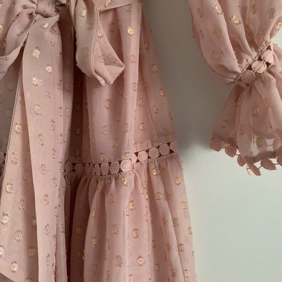 Pink Long Sleeved Dress w Elastic Waist - Picture 2 of 3